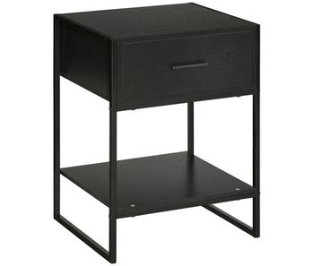 Homcom mesita de noche mesa auxiliar con cajón y estante de almacenamiento para dormitorio salón cama oficina estilo moderno 45x40x60 cm negro