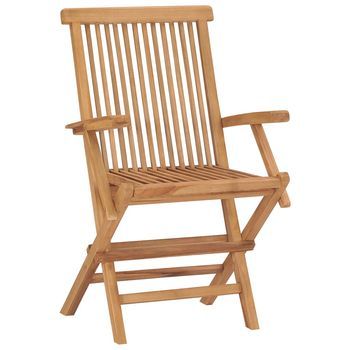 Pack 2 Uds Sillas De Jardín | Silla De Exterior | Sillón Plegables Madera Maciza De Teca
