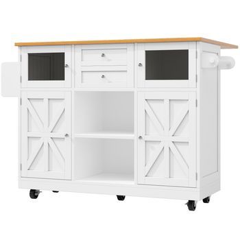 Carrito De Cocina Con Encimera Plegable, Blanco, 140 × 40/70 × 93,5 Cm