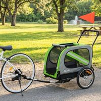 remolque bicicleta perros de acero oxford 134x62x101 cm-pawhutverde