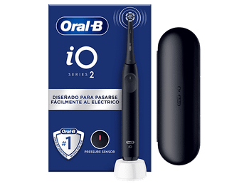 Cepillo eléctrico - Oral-B iO 2, 1 recambio, 3 modos, Temporizador, Sensor de presión, Diseñado por Braun, Negro