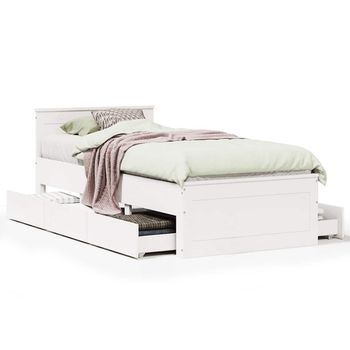 Cama Sin Colchón Y Cabecero Madera Maciza Pino Blanca 90x190 Cm Vidaxl