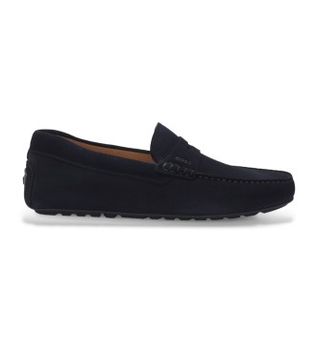 BOSS para hombre. 50541750 Mocasines de piel Noel marino (45), Plano, Ante, Ninguno, Homewear