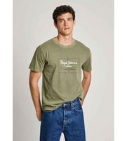 pepe jeans para hombre pm509650 camiseta simon verde l casual algodon manga corta