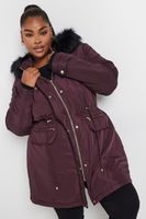 yours chaqueta parka burdeos con capucha mujer curvy y tallas grandes yours