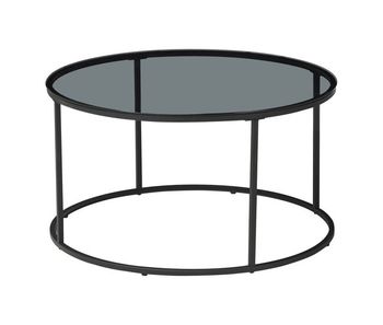 Mesa de centro kolari metal/vidrio templado ahumado ø80x45 cm - negro transparente [en.casa]