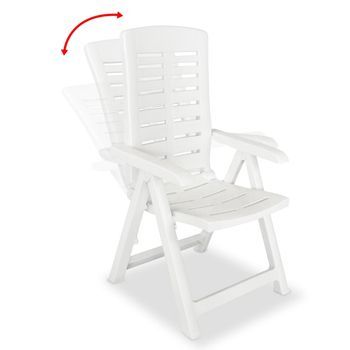 Pack 4 Uds Sillas De Jardín | Silla De Exterior | Sillón Reclinables Plástico Blanco