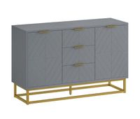 homcom aparador moderno aparador para salon con 3 cajones 2 puertas y estante ajustable mueble auxiliar para salon cocina antivuelco 120x40x76 cm gris