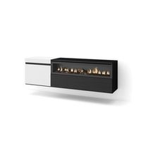 mueble tv television muebles de salon almacenaje 150x45x35cm para tv hasta 65 chimenea electrica colgado suspendido estilo moderno blanco y negro