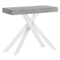 consola extensible 90x40300 cm krack cemento patas blancas