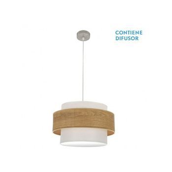 Colgante Myriam 2xe27 Níquel/madera Clara Regx50x50 Cm