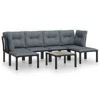conjunto de muebles de jardin 7 uds  mesa y sillas ratan sintetico negro y gris