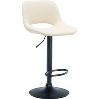 taburete alto de bar x1 con reposapies en pvc color crema con base de metal negro 100004585