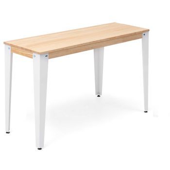 Consola Lunds 110x39x75cm Blanca En Madera Maciza De Pino Acabado Natural Estilo Nórdico Industrial Box Furniture