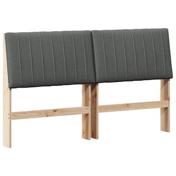 Cabecero，panel De Cabecero Tapizado Gris Oscuro 150 Cm Madera De Pino Macizo