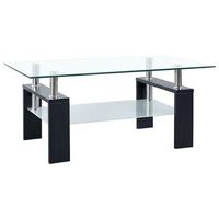 mesa de cafe  mesa de centro vidrio templado negro transparente 95x55x40 cm