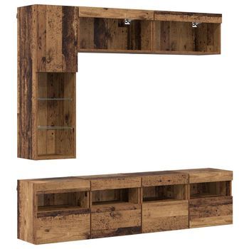 Mueble De Tv 7 Uds. Madera Vieja Madera De Ingeniería Vidaxl