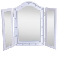 homcom espejo de maquillaje con luz led plegable triple de mesa regalo original con bateria iluminacion cosmetica   aosom espana