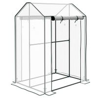 outsunny invernadero de jardin con 2 espacios y 2 puertas enrollables - 08 m invernadero de tomates 1x08x15 m acero y pe   aosom espana