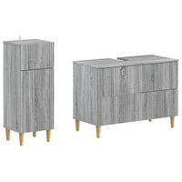 juego de gabinete de bano de 2 piezas arnhem sonoma gris vidaxl