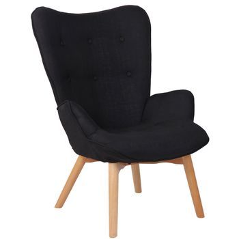 Sillón Orejero Nórdico Durham Tela Negro 77x71x100 Cm Clp