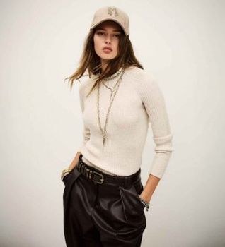 BA&SH para mujer. 1H25BANN Jersey Banni beige (34), Casual, Lana, Manga larga