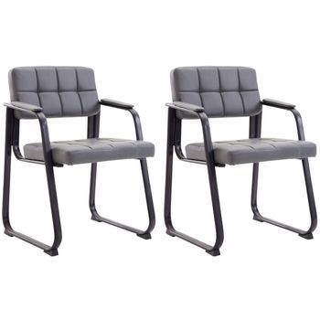 Set De 2 Sillas De Conferencia Canada B Simil Cuero Gris 58x59x84 Cm Clp
