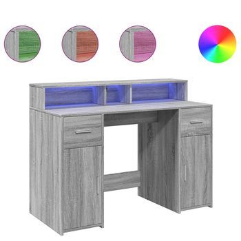 Escritorio Con Led Madera Ingeniería Gris Sonoma 120x55x91 Cm Vidaxl