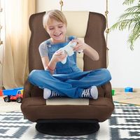 sofa silla plegable de suelo regulable en 6 posiciones con base giratoria a 360 para leer relajarse marron 61-87 x 55 x 75 cm