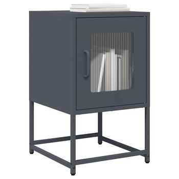 Mesita De Noche - Mueble De Dormitorio - Acero Laminado En Frío - Antracita (36x39x60.5cm)