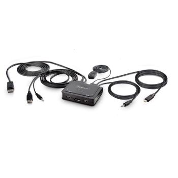 Switch KVM Startech USB-C/USB-A DisplayPort 4K 60Hz 2 Puertos Cables Integrados