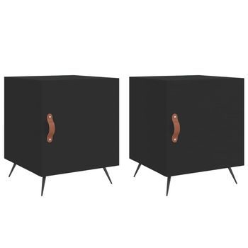 Mesitas De Noche 2 Uds Madera De Ingeniería Negro 40x40x50 Cm Vidaxl