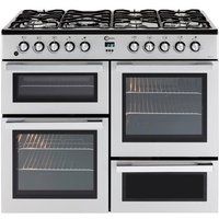 flavel mln10frs dual fuel range cooker - silver  chrome silver