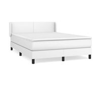 cama box spring con colchon cuero sintetico blanco 140x190 cm diseno plano