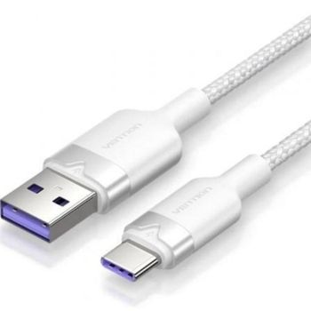 Cable USB 2.0 Vention CTOWH 2m 100W 6A USB-C a USB-A Blanco
