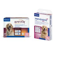pack de antiparasitarios collar prevendog  pipetas effitix para perros - collar 75 cm  pipetas 20-40 kg