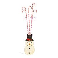 muneco de nieve con bastones de caramelo con luces led calidas y multiples