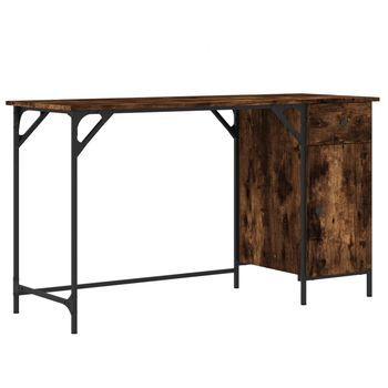 Escritorio Ordenador Madera Ingeniería Roble Humo 131x48x75 Cm Vidaxl