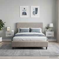mesita de noche de pared - dormitorio - madera de ingenieria - gris hormigon 345x33x20cm