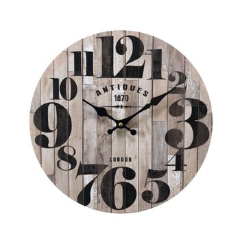 Reloj mural de madera gris y negro d. 33,8 cm