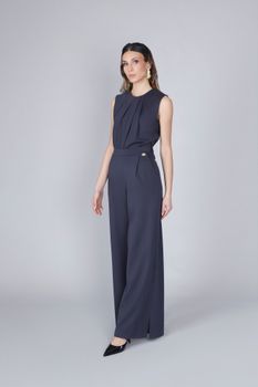 pantalones palazzo en tejido elástico anthracite s
