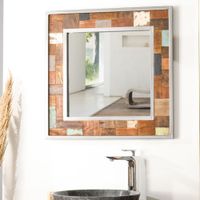 espejo para cuarto de bano teca metal 70 x 70