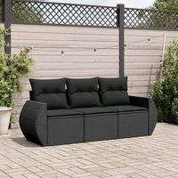 conjunto de sofas de jardin con cojines 3 uds  mueble jardin mesa y sillas ratan sintetico negro cfw697875