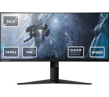 LENOVO G34W-10 Wide Quad HD 34 Curved WLED Gaming Monitor - Black, Black