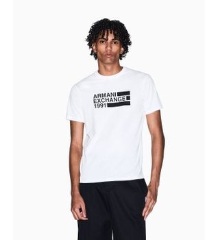 A|X Armani Exchange para hombre. XM002788AF10356U0009 Camiseta Logo blanco (XL), Casual, Algodón, Manga corta