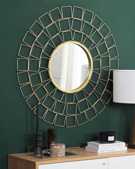 Espejo de pared de metal dorado 90x90