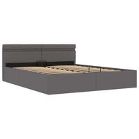 cama canape hidraulica con led cuero sintetico gris 160x200 cm