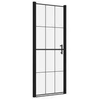 puerta de ducha de vidrio templado negro 91x195 cm vidaxl
