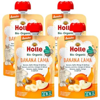 Holle Smoothie BANANA LAMA Plátano, Manzana, Mango y Albaricoque +6m 4x100 gr