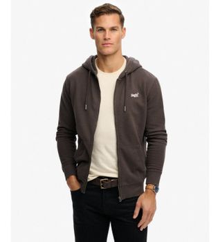 Superdry para hombre. M2014128A Sudadera Essential Logo Zip gris oscuro (S), Casual, Algodón